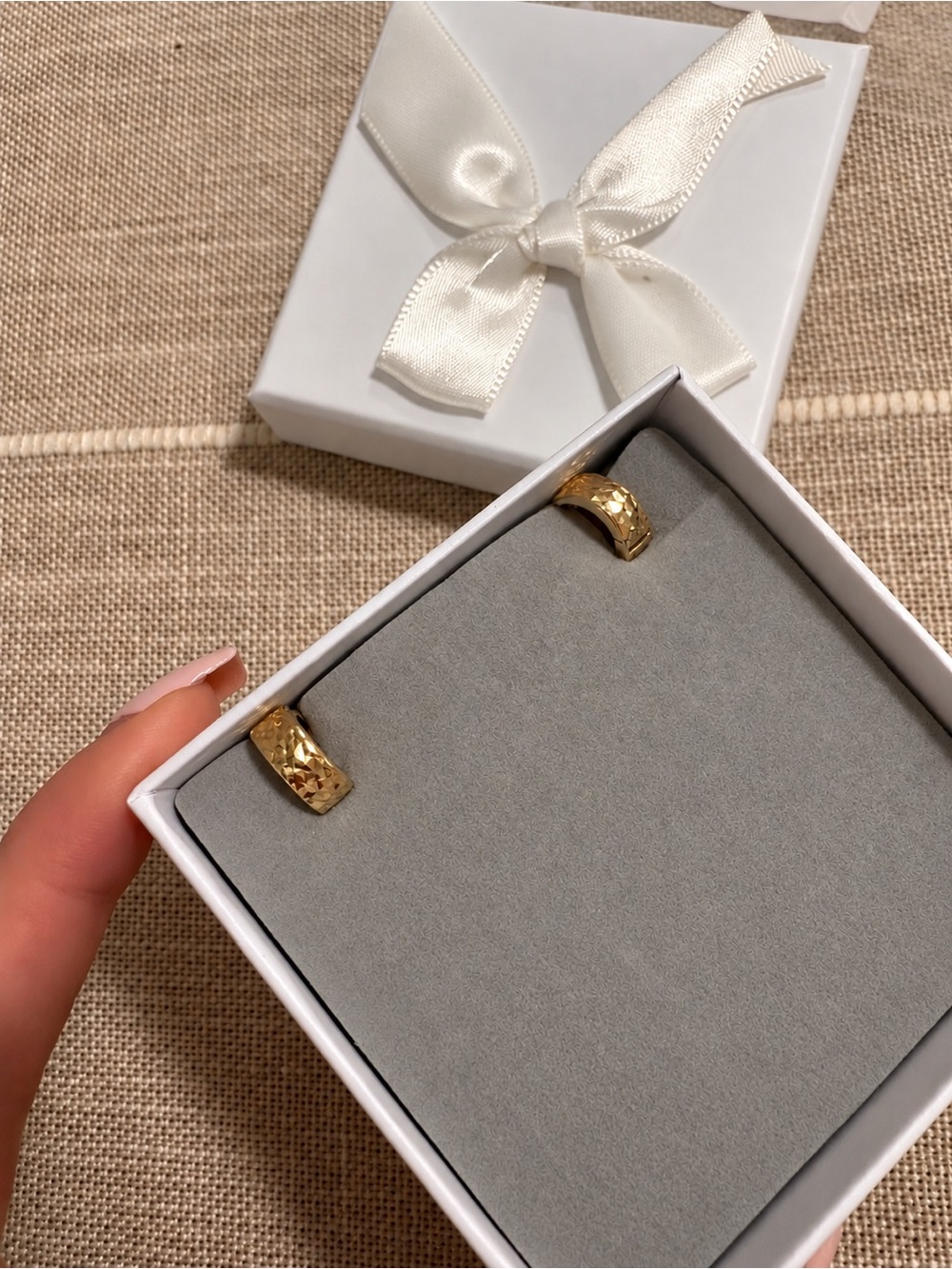 Elegant 10kGold Textured Hoop Earrings - Women Jewelry with 10k gold stamp